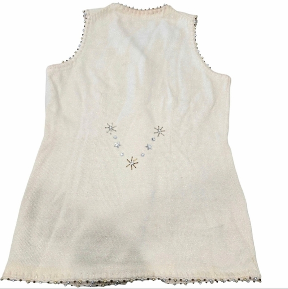 Michael Simon~VTG 90s~Beaded~Celestial Stars Snowflake~ Sweater Vest~Y2K~MEDIUM - Picture 5 of 9